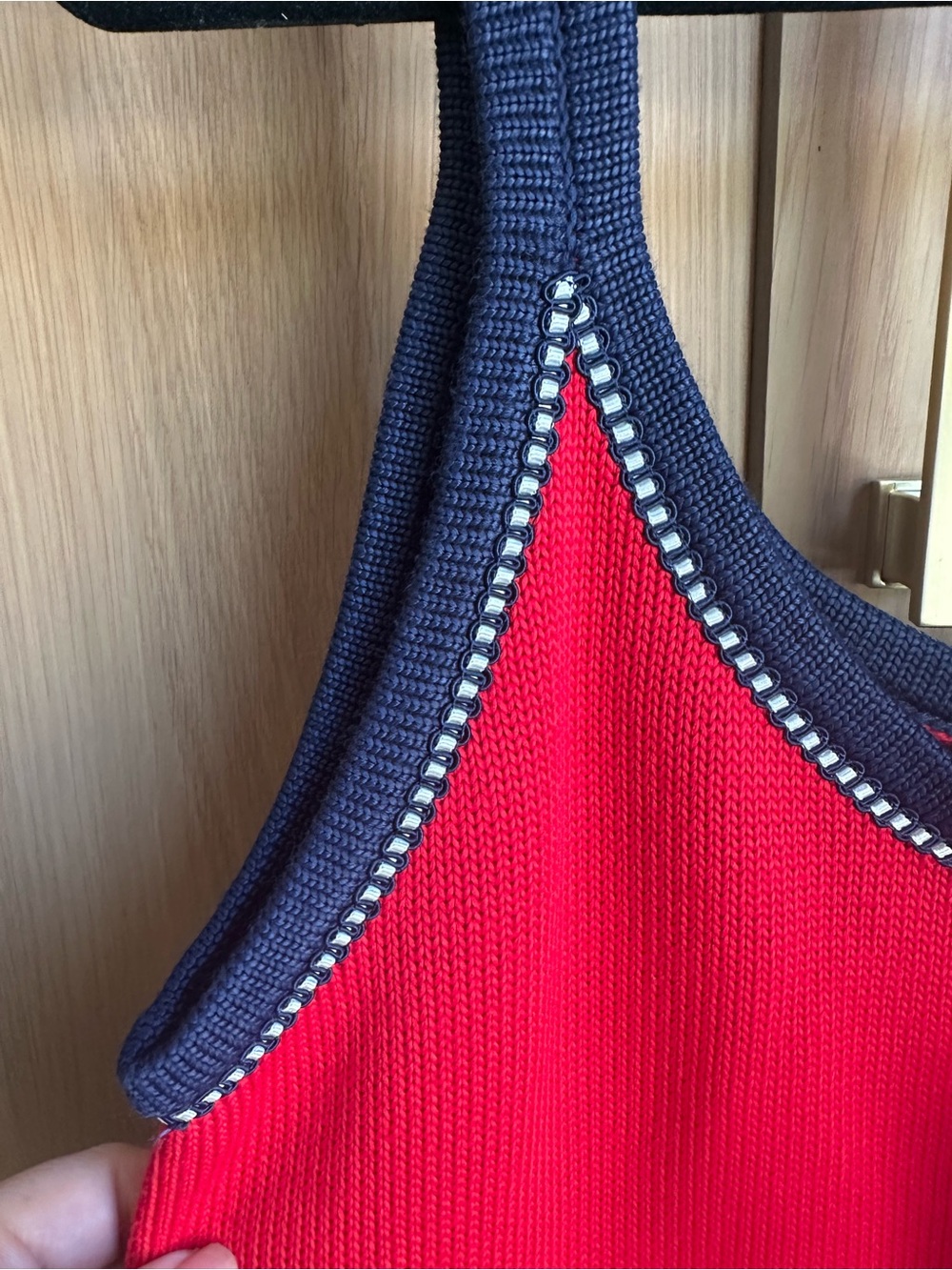 Ralph Lauren Red Knit Tank with Navy Trim - Picture 2 of 7